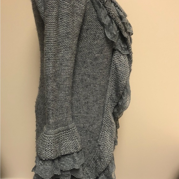 Sloni Size Small Chic Gray Women's Cardigan with Lace Details - Picture 2 of 3
